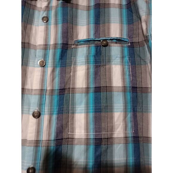 Dakota Grizzly Shirt Men's Large Turquoise Gray Button Front Short Sleeve - Picture 4 of 8